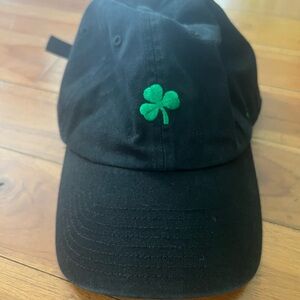 Black Baseball Cap with Green Clover